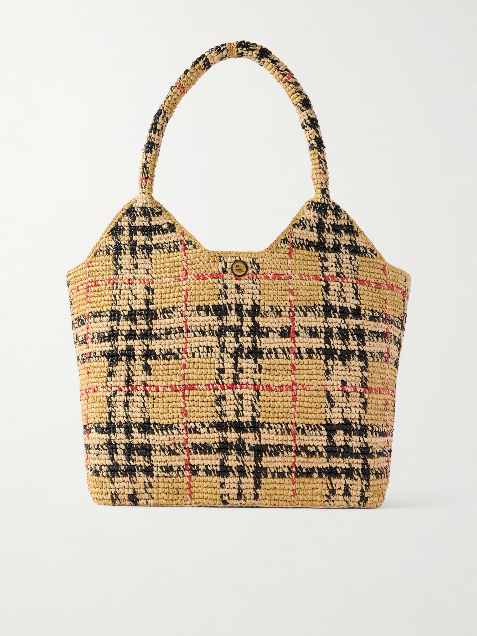 Burberry, Margate Checked Knitted Raffia Tote