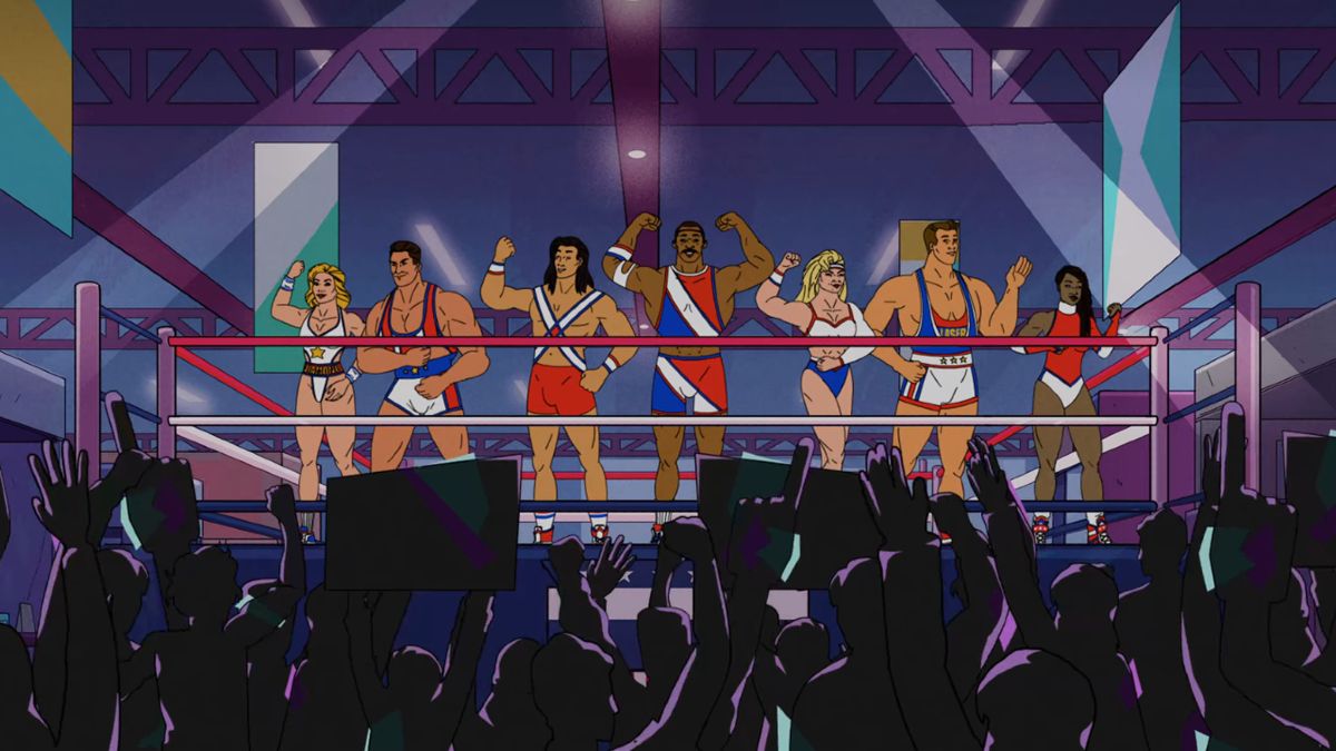 an animated segment in Muscles &amp; Mayhem: An Unauthorized Story of American Gladiators