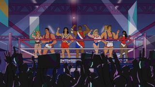 an animated segment in Muscles & Mayhem: An Unauthorized Story of American Gladiators