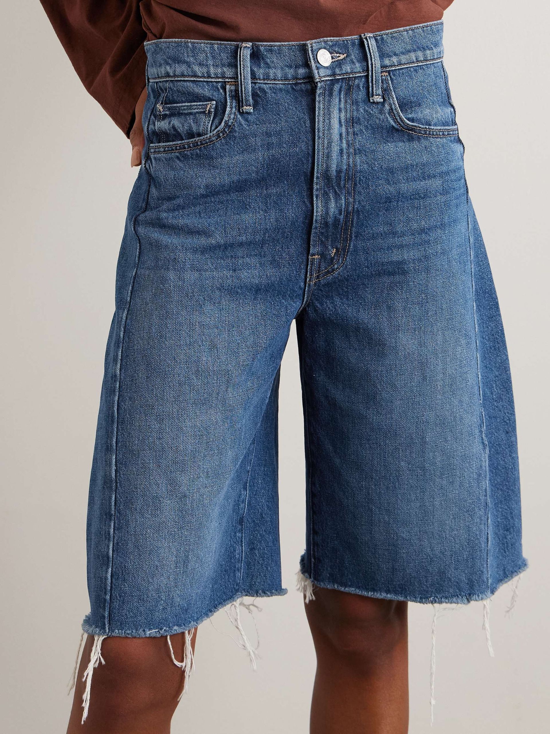 The Half Pipe Bermuda Fray Denim Shorts