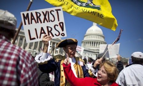 Tea Party members rally outside the U.S. Capital April 6, 2011