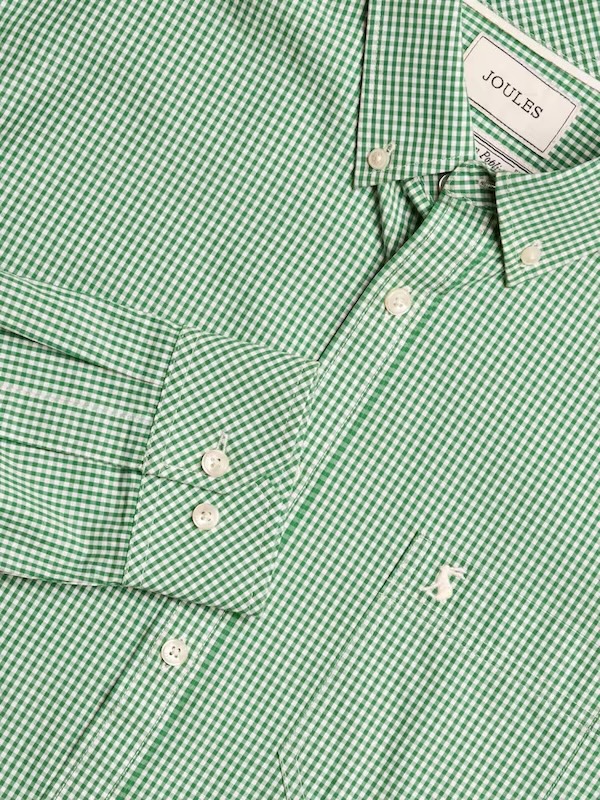 Joules green gingham shirt, long sleeved 