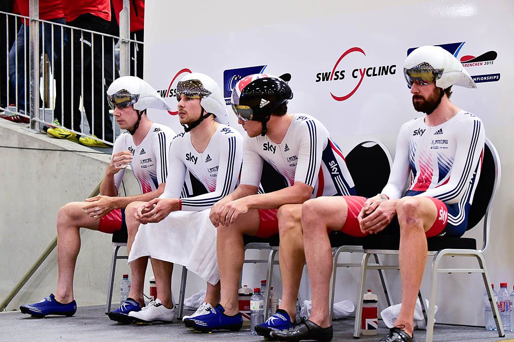 Great Britian's team pursuit squad at the European Track Championships