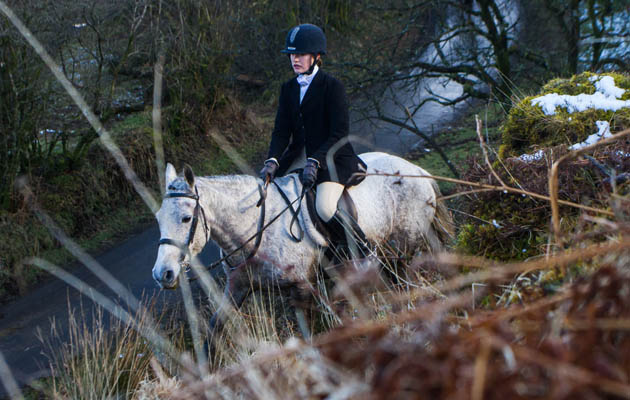 Exmoor Foxhounds meet at Alderman's Barrow, Exmoor, Devon, UK on 2nd March 2015 02 03 2015