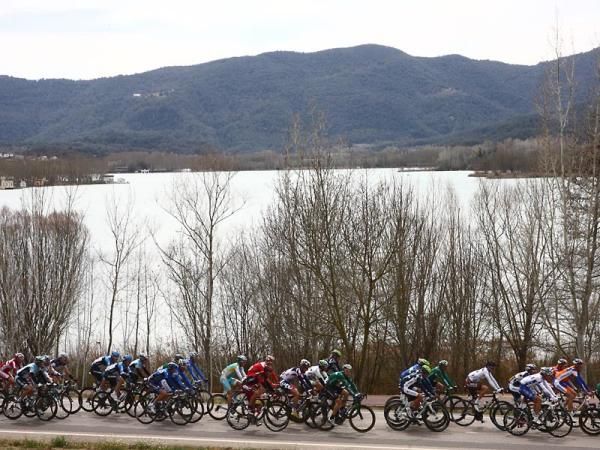 The peloton in action during stage 2 at the Vuelta a Catalunya.