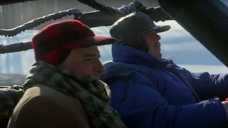 Steve Martin and John Candy driving in a very dangerous rental car in Planes Trains and Automobiles.