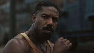 Michael B. Jordan staring intensely in Sinners