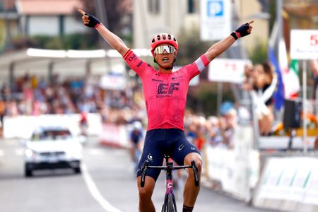 Michael Valgren (EF Education-Nippo) celebrates victory at the 2021 Coppa Sabatini
