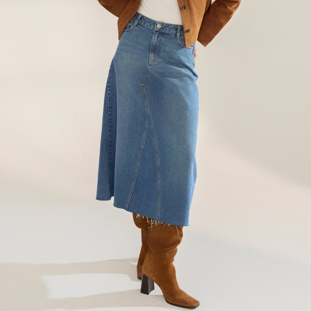 Nobodys Child Blue Denim A-Line Midi Skirt