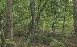Designers Sofia Lagerkvist and Anna Lindgren with Nature Furniture in the forest