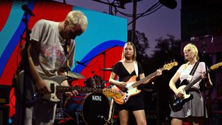 Joe Perry, Jess Eastwood and Steph Norris of Coach Party perform on stage at British Music Embassy during the 2024 SXSW Conference and Festival on March 13, 2024 in Austin, Texas