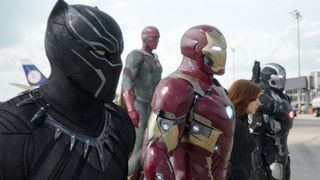 Black Panther, Irion Man, Vision, War Machine, and Black Widow at the Berlin airport in Captain America: Civil War - part of our guide on how to watch <a href=