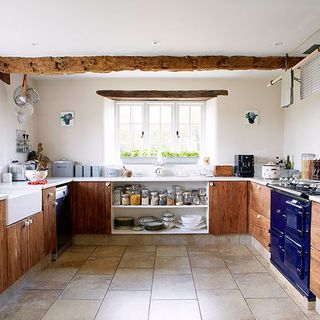 kitchen with wooden cabinet and open kitchen storage