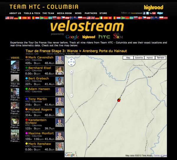 The team's real-time information is available on several sites, including Google, SRM, and HTC's own as seen here.