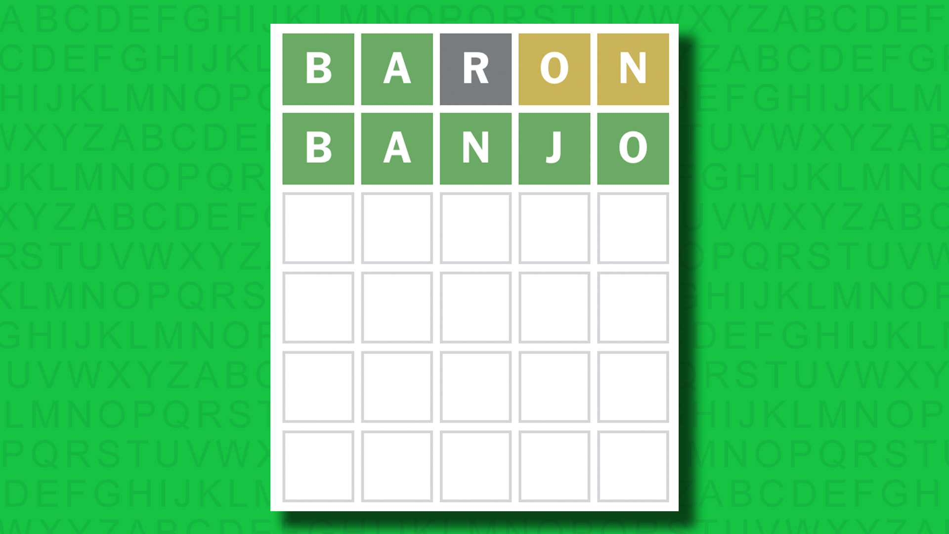 NYT Wordle answer for game 1504 on a green background
