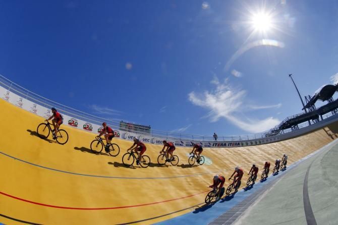 Two teams share the track