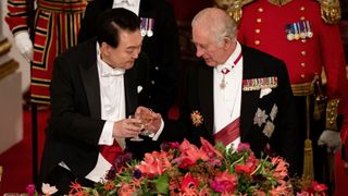 King Charles at the State Banquet for the President of South Korea