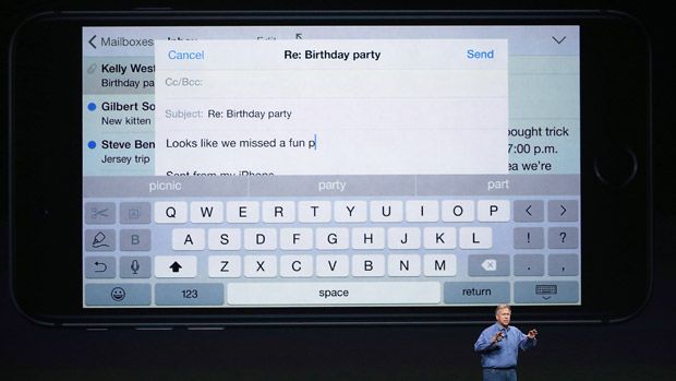 Apple Senior Vice President of Worldwide Marketing Phil Schiller speaks during an Apple special event