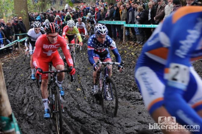 Swiss Champion Julien Taramarcaz and US Champion Jonathan Page negotiate the gloop