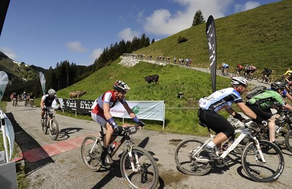 Riders climbing during stage three