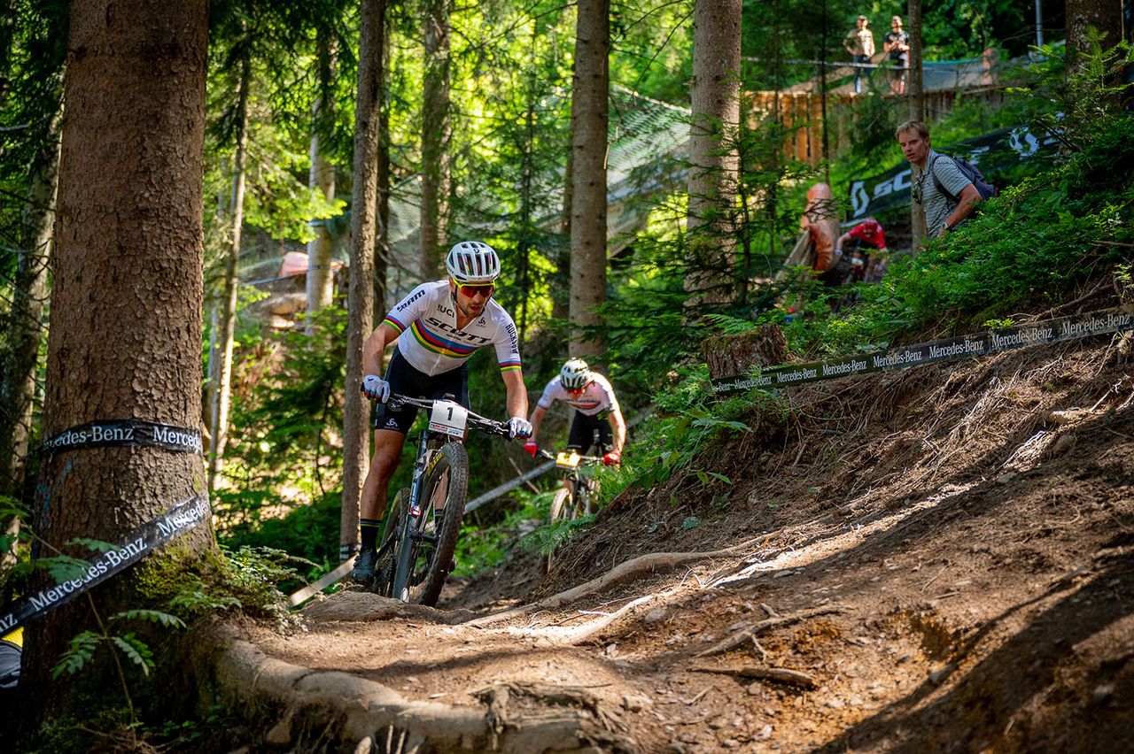 Nino Schurter (Scott-SRAM) in action in Leogang