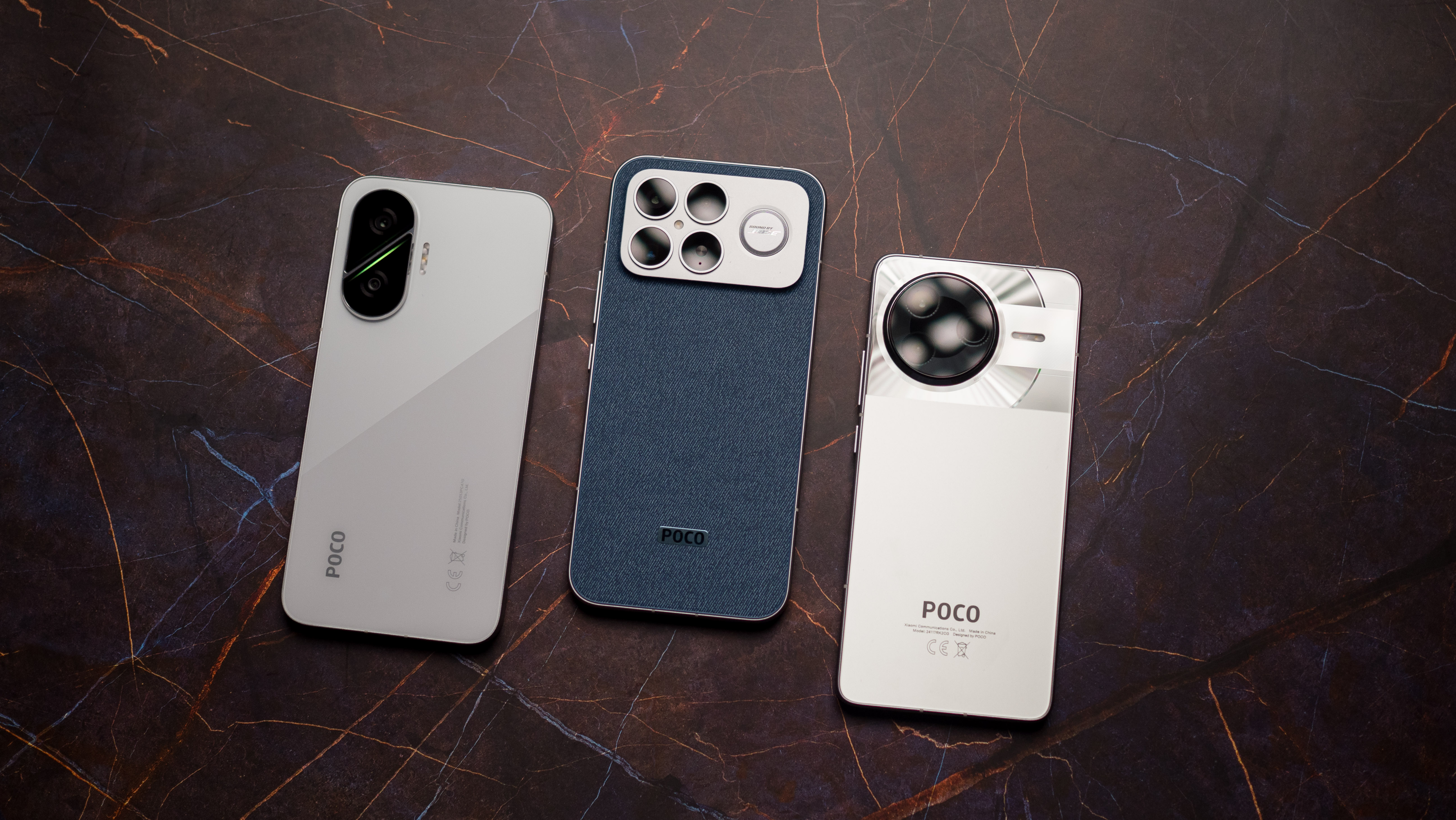 POCO F8 Ultra next to F7 Ultra and F7