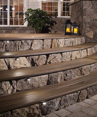 Stair riser lighting in a composite deck