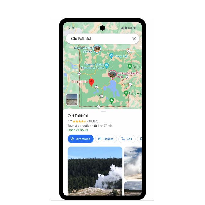 Google Maps National Park attractions
