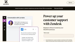 Website screenshot for ZenDesk.