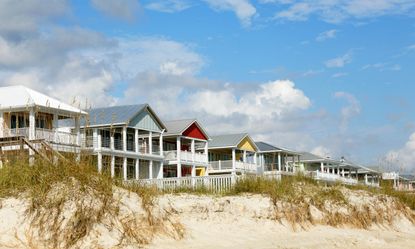Beach houses on Kure Beach, near Wilmington, North Carolina