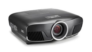 This Epson 4K projector is a low, black model with a bulb lamp
