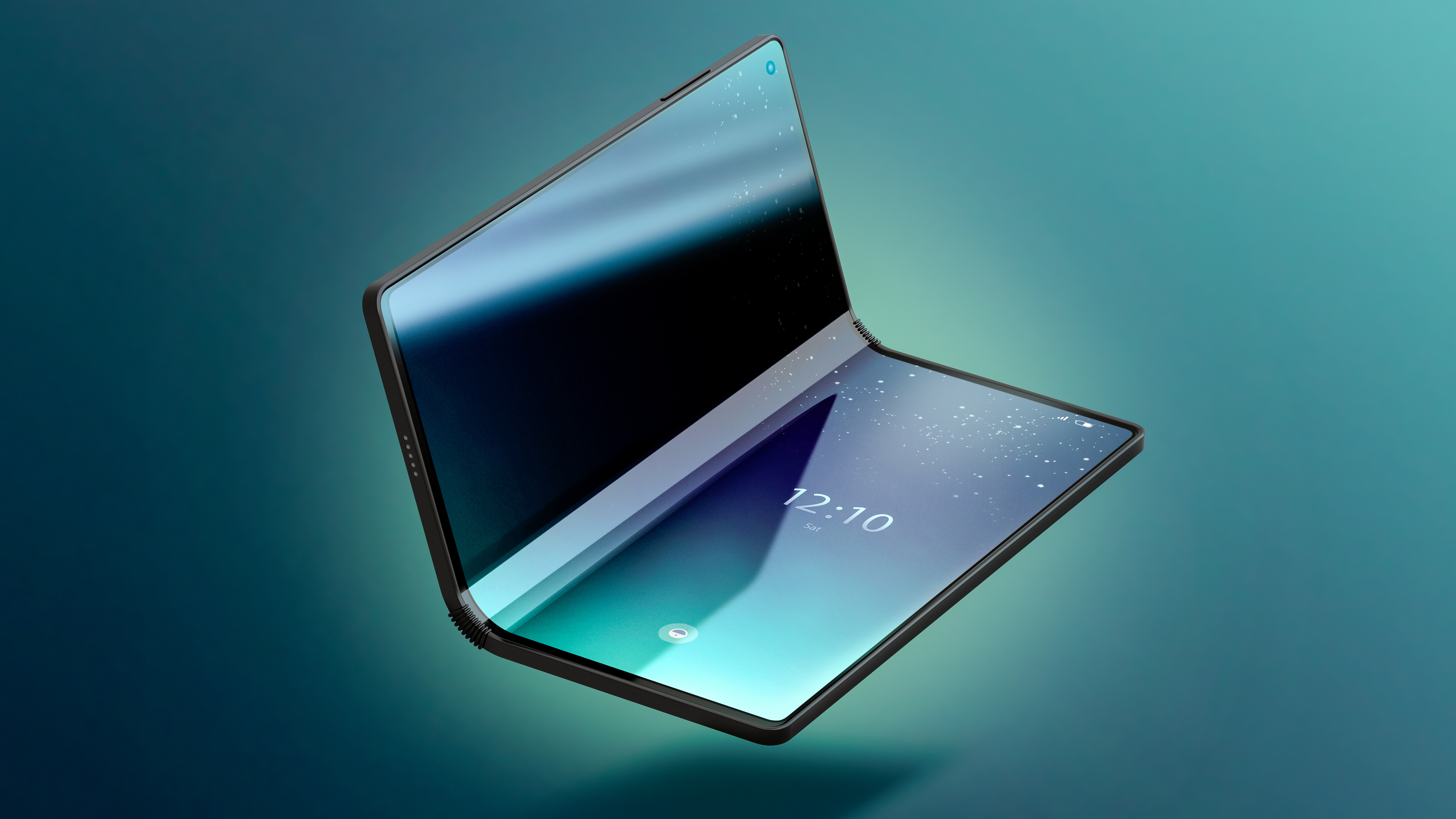 Mockup of fold phone with screen turned on