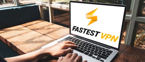 FastestVPN logo displayed on a laptop