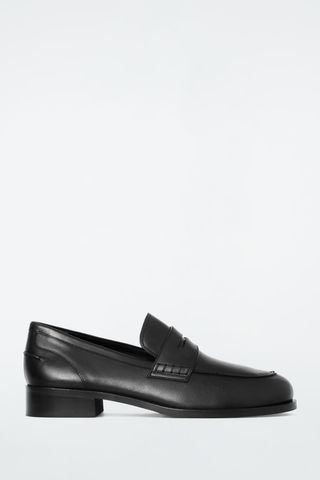 Pintucked Leather Penny Loafers