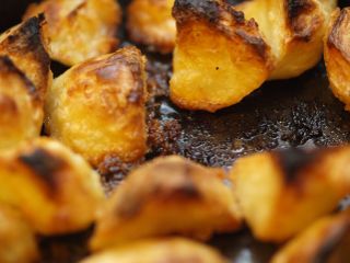 Freshly cooked roast potatoes