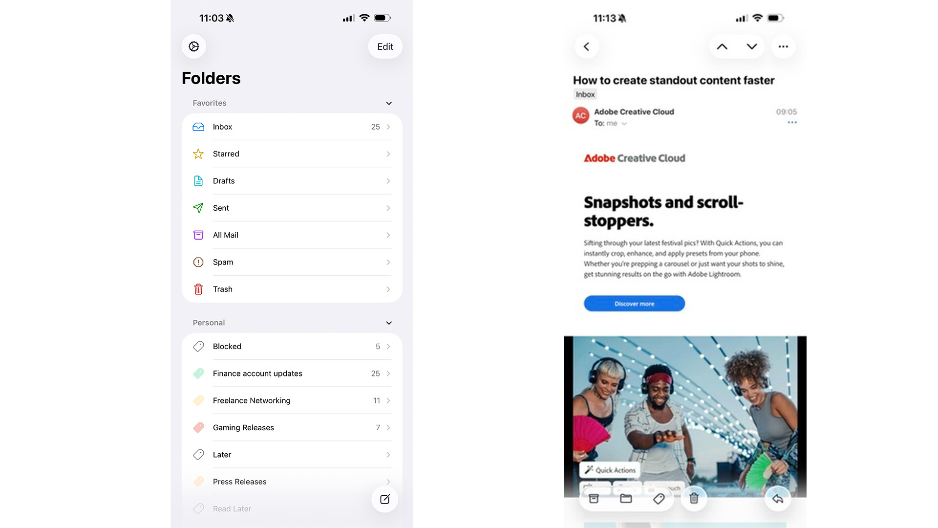 Mimestream در موبایل