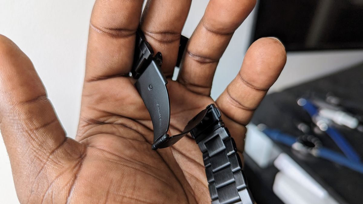 The Spigen Modern Fit watch band clasp open