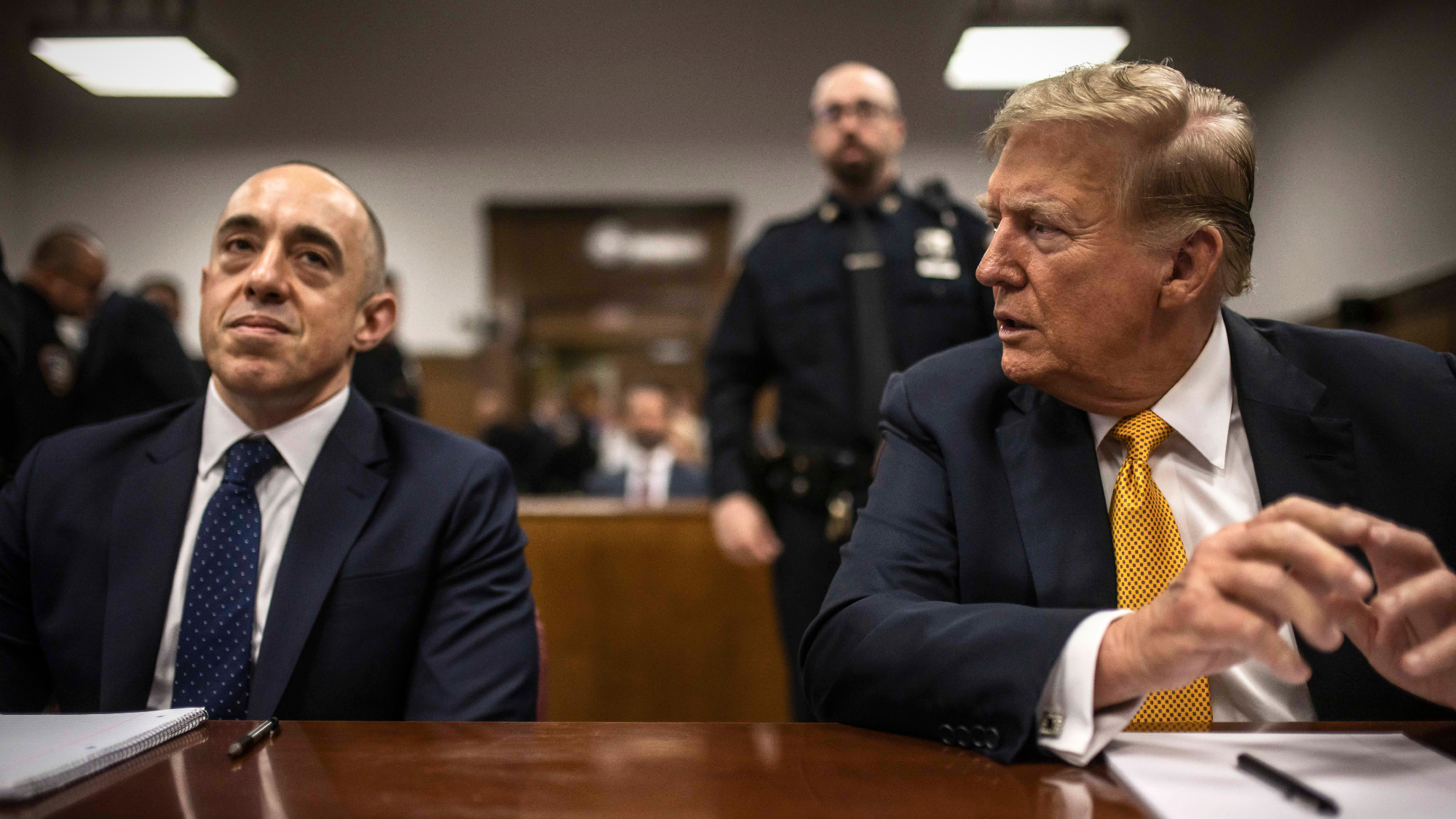 Emil Bove and Donald Trump in court