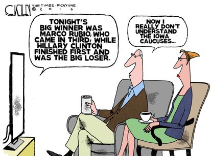 Political Cartoon U.S. Iowa Caucuses 2016