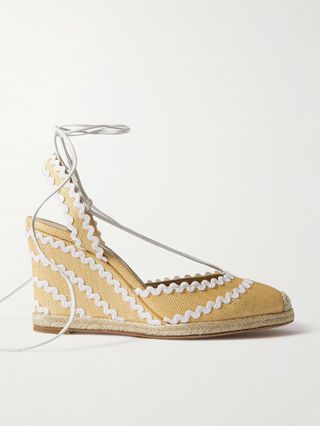 Aquazzura, Ric Rac 85 raffia wedge espadrilles