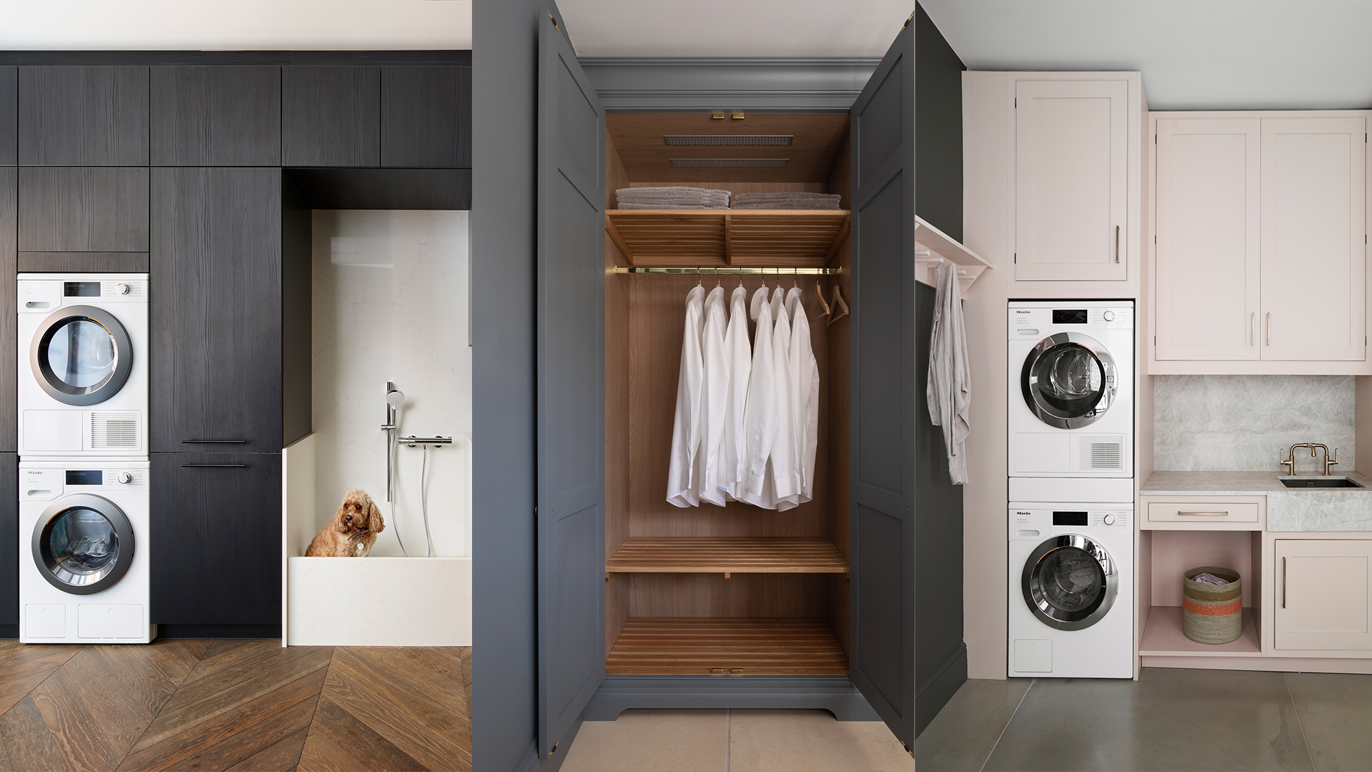 Stacked Cabinets Over Laundry Room Sink - Transitional - Laundry Room