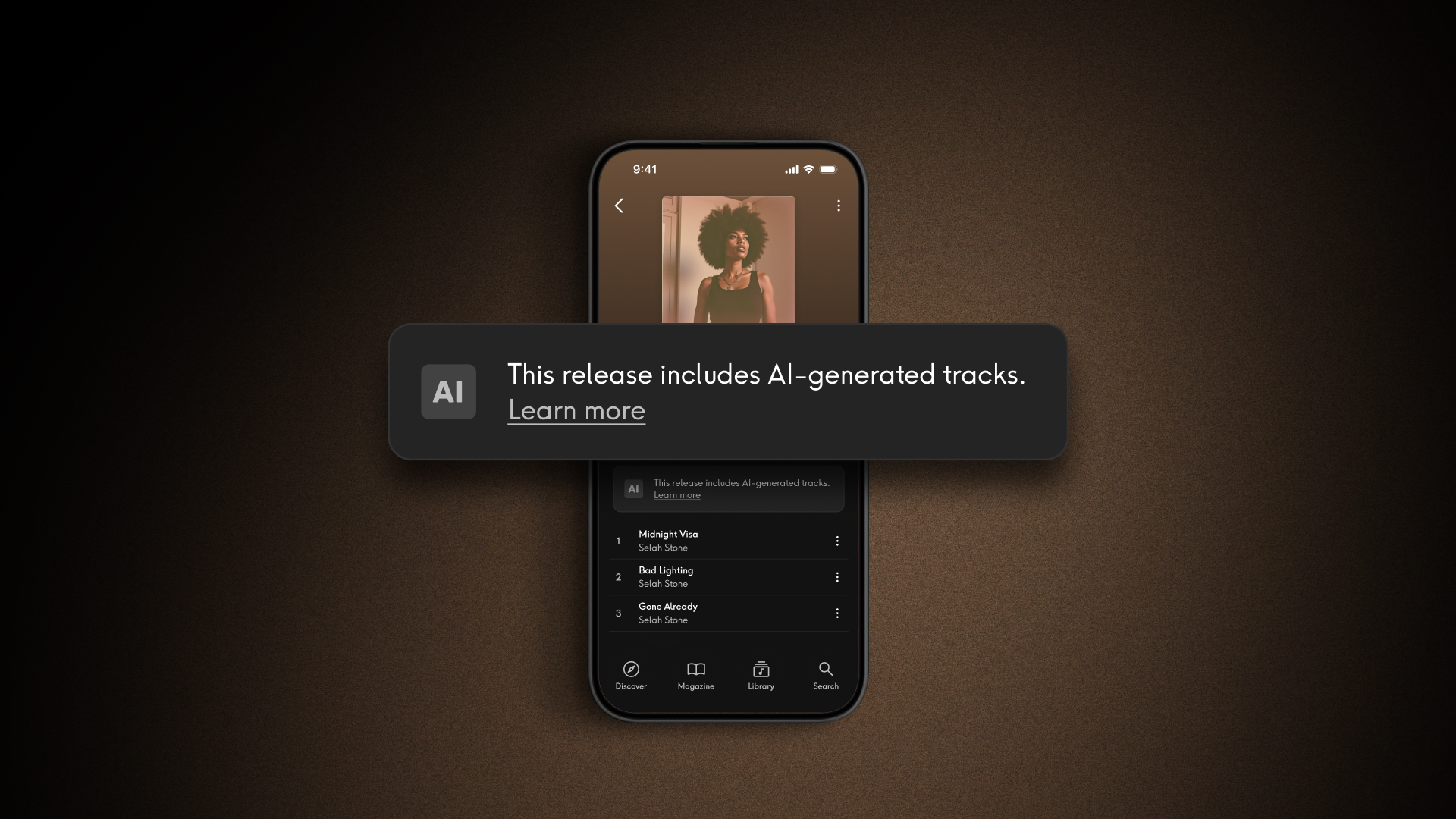 Qobuz artwork showing an AI detection tag.