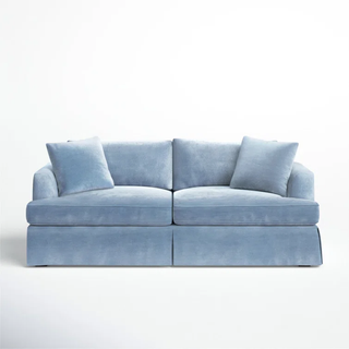 blue velvet slipcover sofa