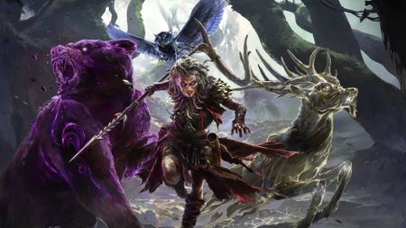 Path of Exile 2: Return of the Ancients trailer screenshot shows a woman holding a spear surrounded by animals.