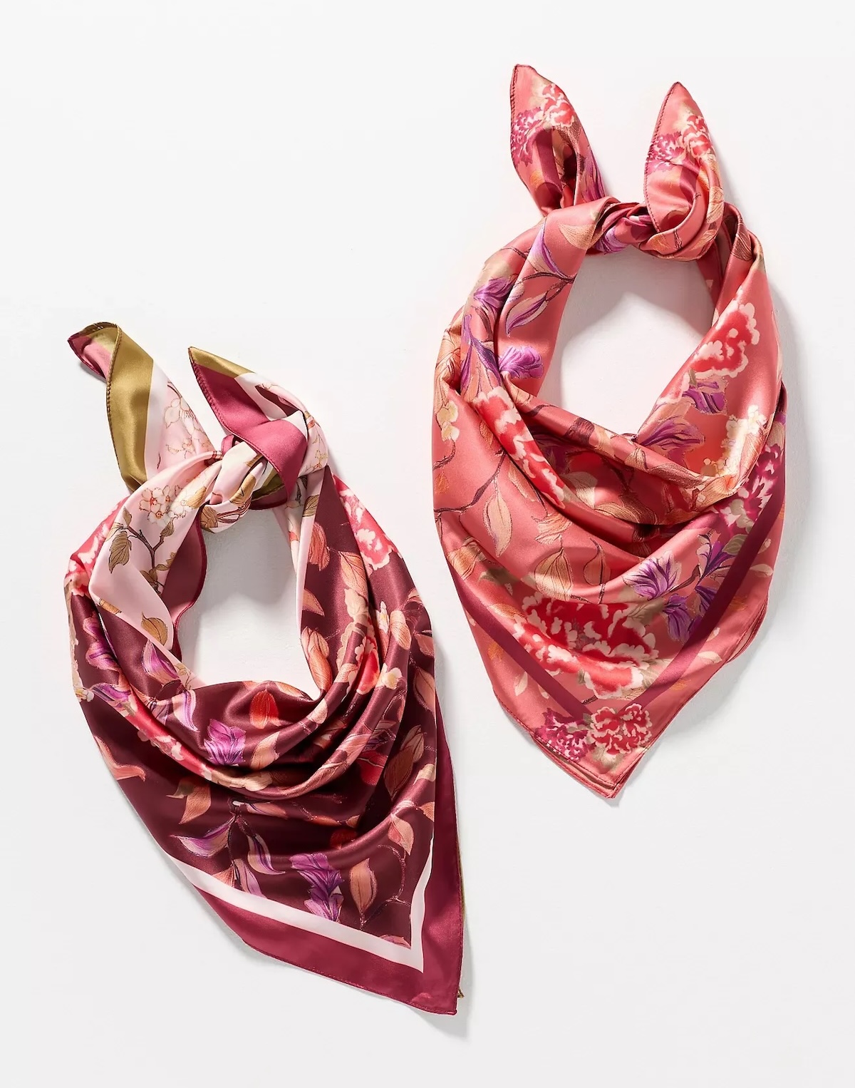 Silken Printed Hair Scarves, Set of 2