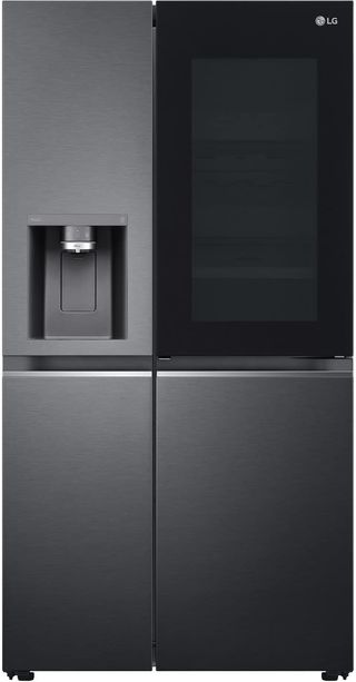 An LG matte black fridge freezer