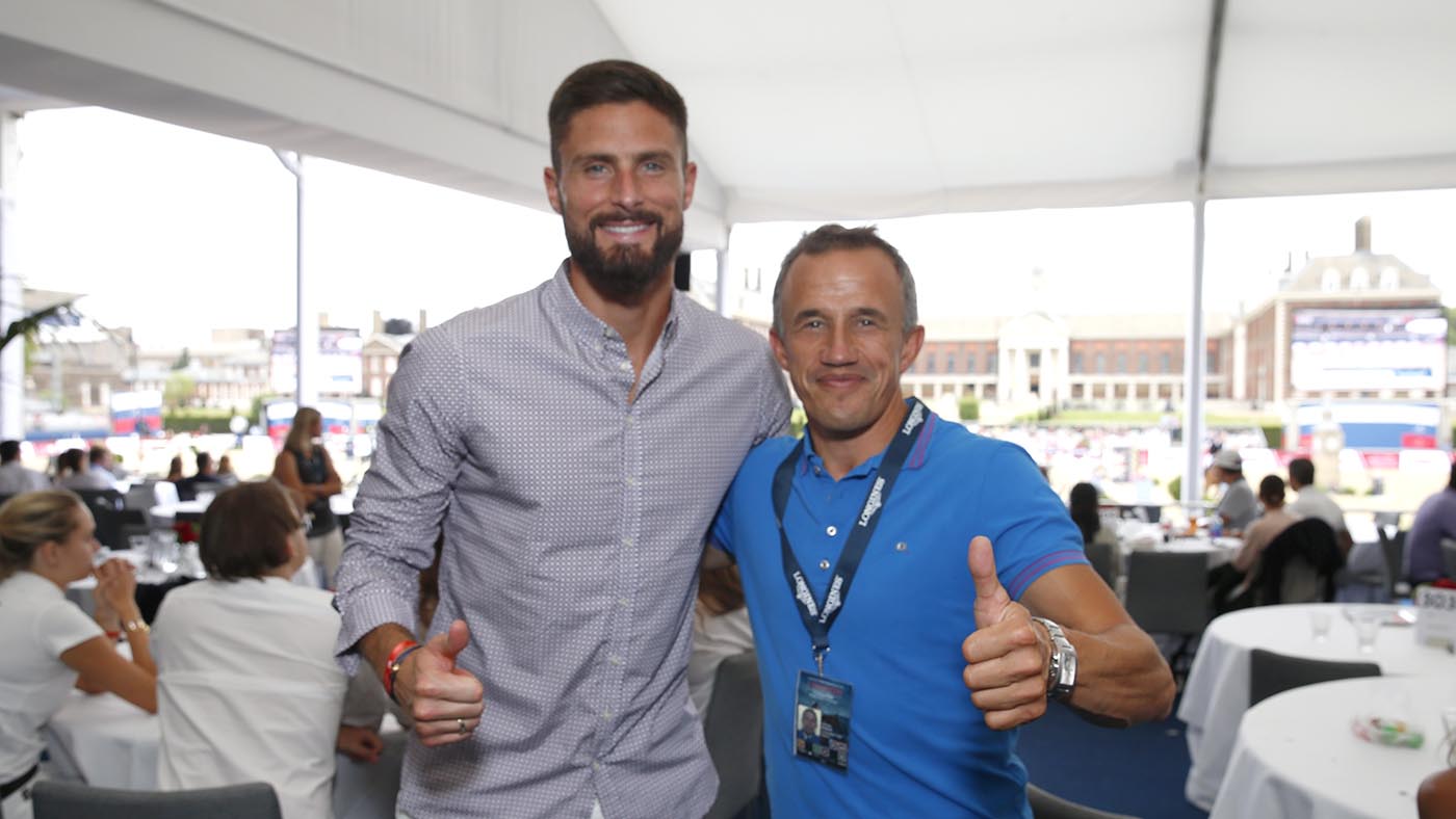 Chelsea footballer Olivier Giroud with his friend Olivier Robert enjoys the beautifully designed VIP hospitality