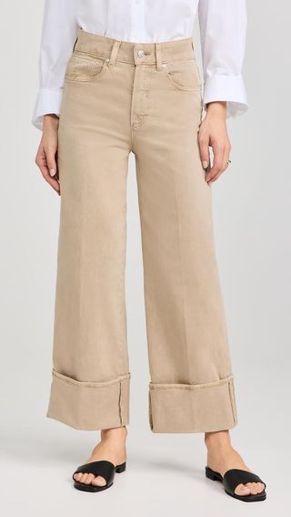 Paige Women's Sasha Ankle Wide Cuff Jeans, Vintage Soft Sand, Tan, 24