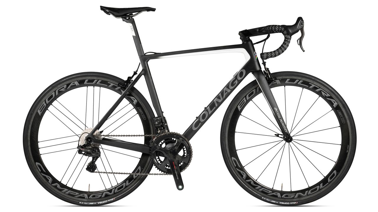 Colnago V3Rs with rim brakes, Campagnolo Super Record EPS 12 speed groupset and Bora Ultra wheels