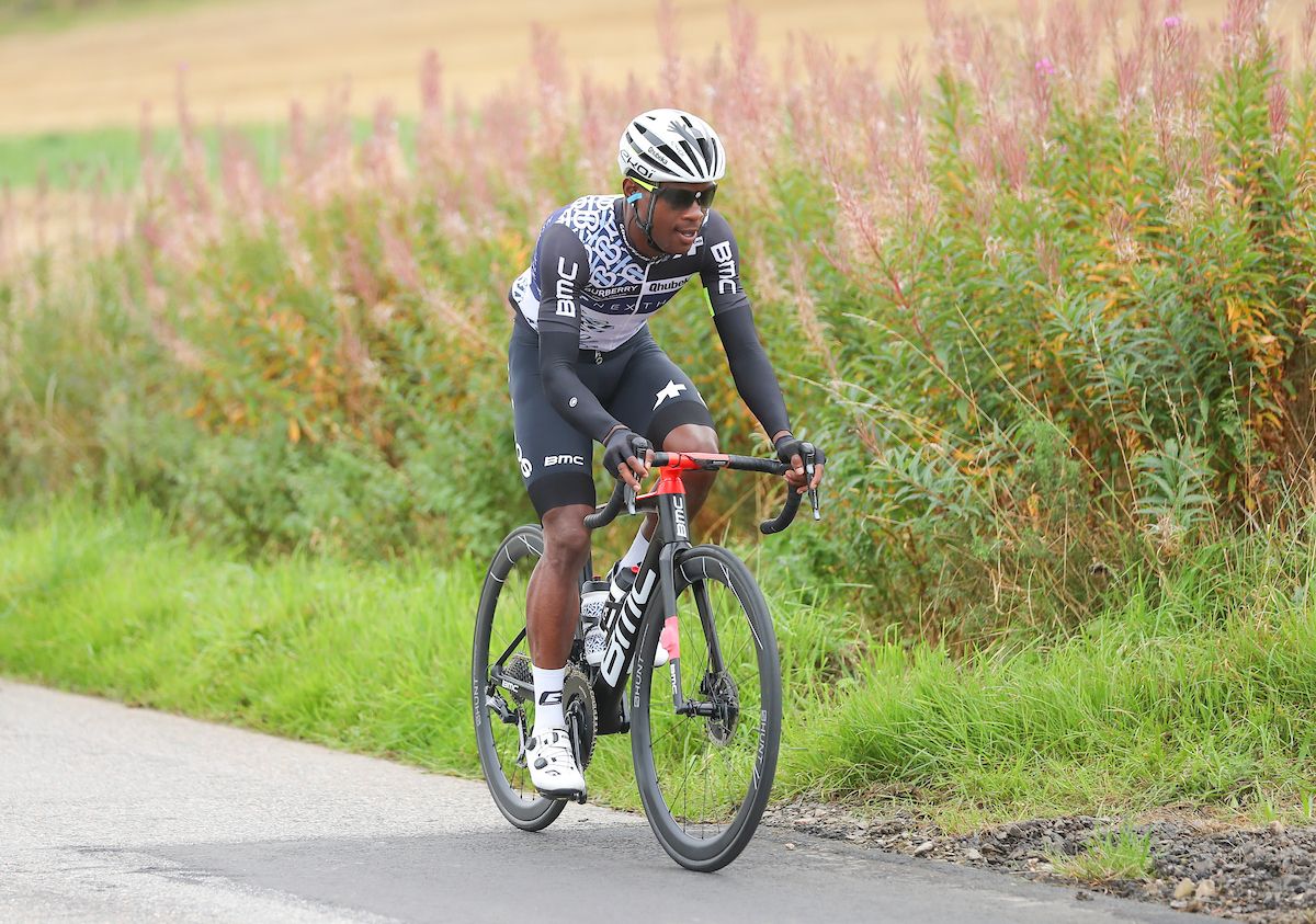 Picture by SWpix.com - 12/09/2021 - Cycling - AJ Bell Tour of Britain Stage 8 - Stonehaven to Aberdeen, Scotland - Team Qhubeka Nexthash's Nicholas Dlamini.
